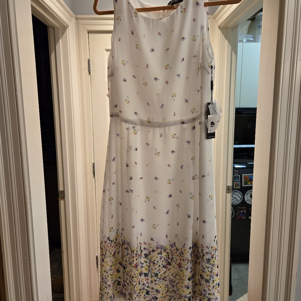 Karl Lagerfeld White Floral Midi Dress